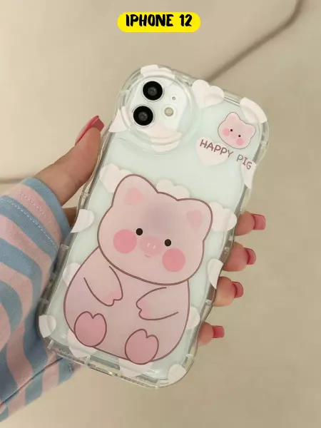 CaseLove Чехол на iPhone 12 прозрачный силиконовый Розовая свинюшка
