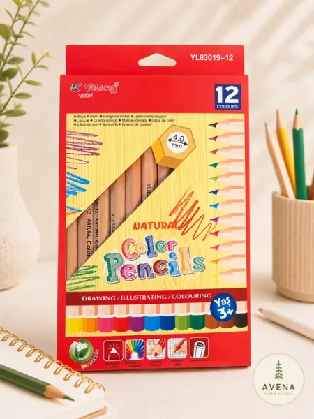 Цветные карандаши для рисования Yalong Natural Color Pencils, 12 цветов