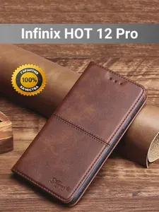 Чехол книжка elitcase на Infinix Hot 12 Pro / Инфиникс Хот 12 Про (Тёмно-коричневая)