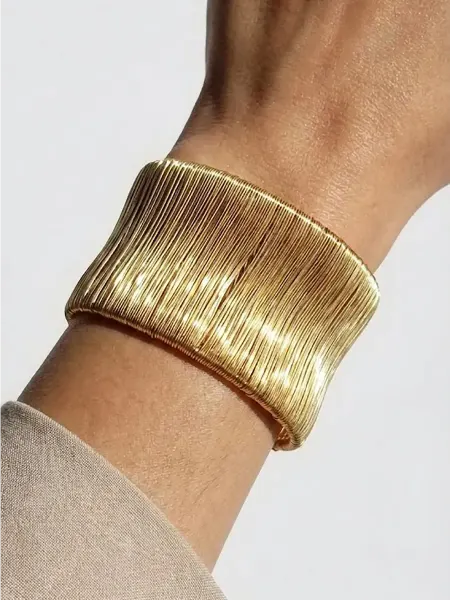 De Luna accessories Браслет на руку бижутерия широкий безразмерный золотистый