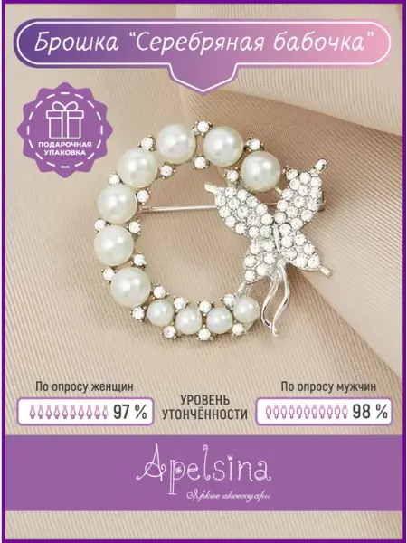 Apelsina Брошь бижутерная Бабочка
