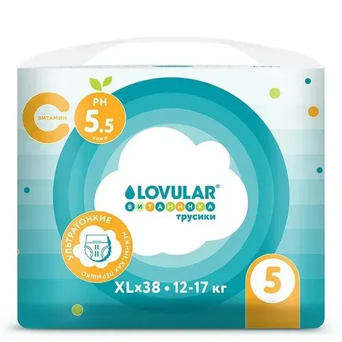 Lovular - Трусики-подгузники Витаминка XL 12-17кг, 38шт/уп