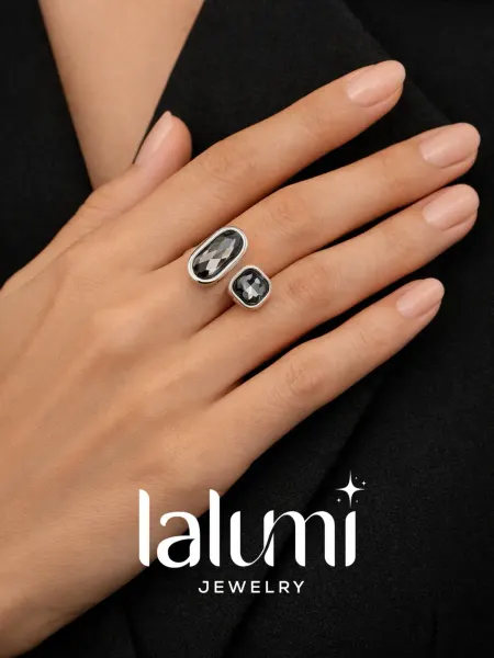 LALUMI jewelry Кольцо с камнем массивное асимметричное дизайнерское