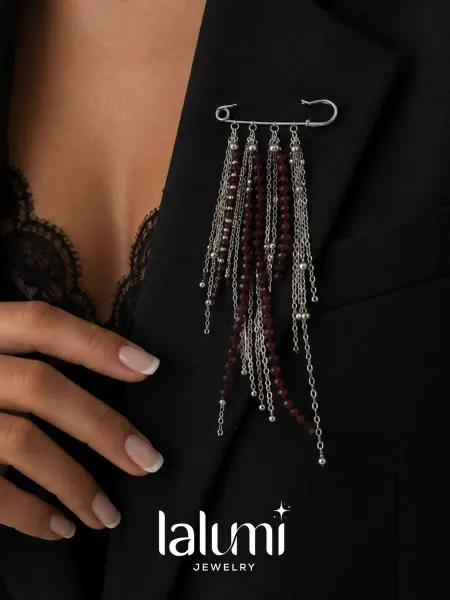 LALUMI jewelry Брошь булавка длинная с многослойными подвесками