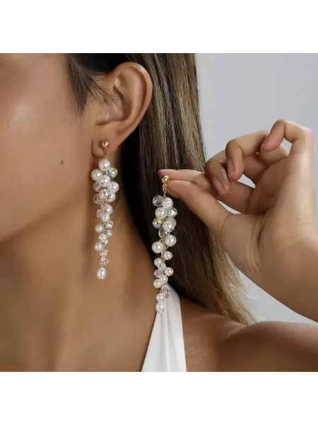 YANDI Jewelry Серьги висячие подарок девушке с имитацией жемчуга