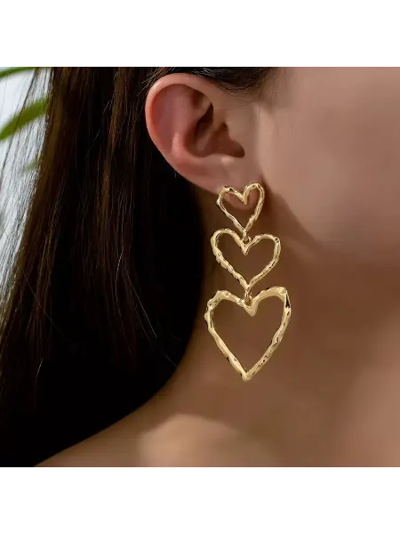 YANDI Jewelry Серьги с сердцем длинные висячие