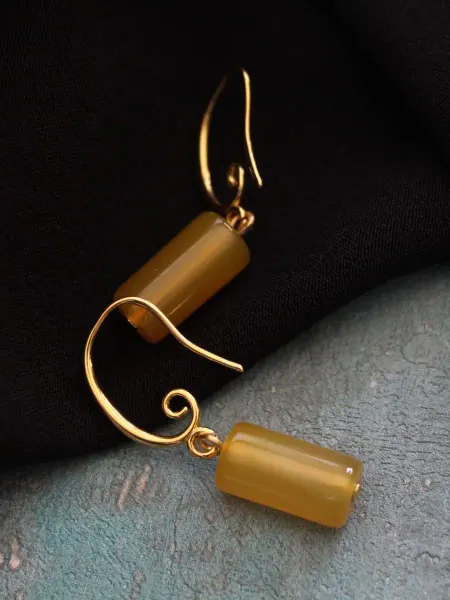 TE jewelry Серьги с желтым камнем, агат натуральный "Нима"
