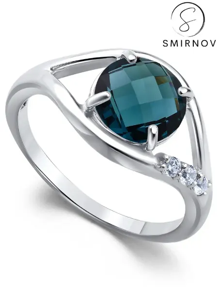 SMIRNOVGLOSS jewels Кольцо с камнем бижутерия под серебро