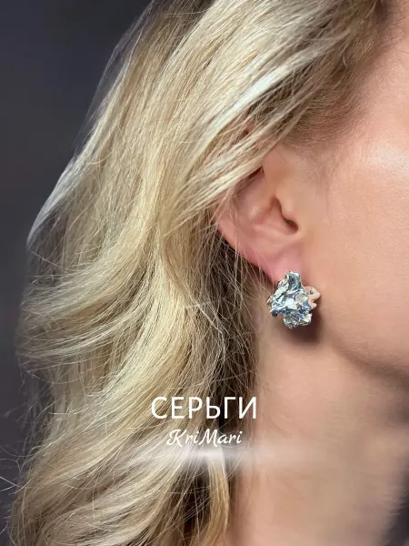 KriMari Jewerly Серьги гвоздики мятый металл