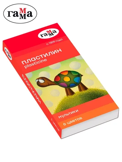 Пластилин Гамма "Мультики", 6 цветов, 120 г, со стеком, картонная упаковка, 280015