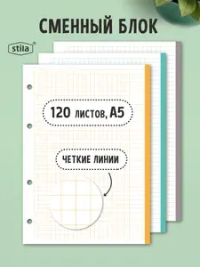 Сменный блок для тетради на кольцах в клетку А5 120 листов набор 2 штуки
