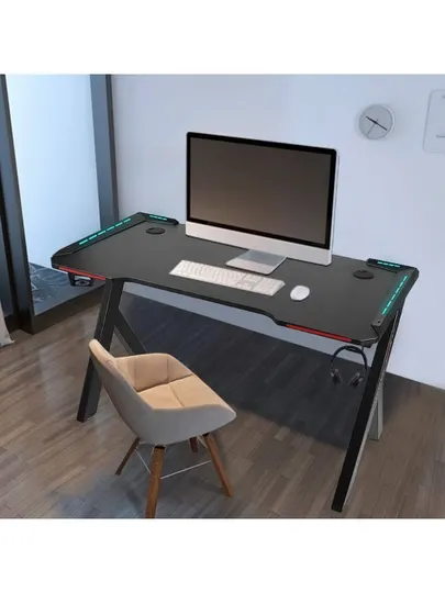 Игровой стол, 120 см, RGB, Y-дизайн, с держателем для чашки и крючком для наушников