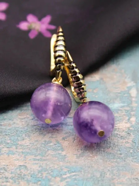 TE jewelry Серьги с фиолетовым камнем аметист "Лаванда"