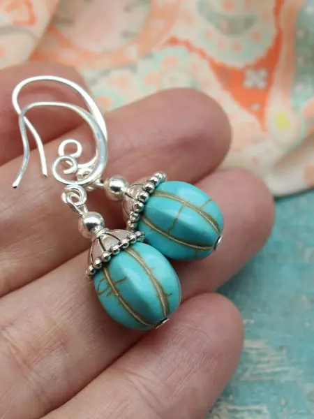 TE jewelry Серьги с голубой бирюзой "Амина"