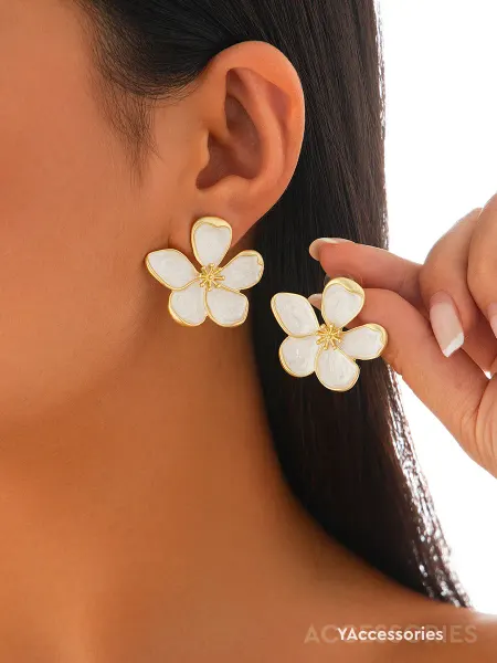 YAccessories Серьги цветы золотистые перламутровые бижутерия