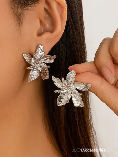 YAccessories Серьги цветы серебристые бижутерия