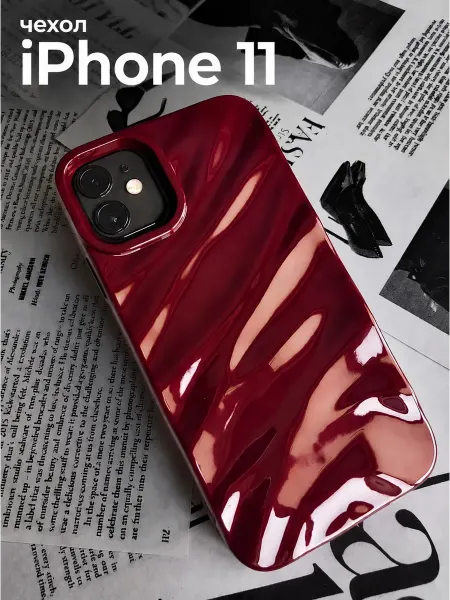 Мобимания Чехол силиконовый бордовый на iPhone 11 волнистый рельефный