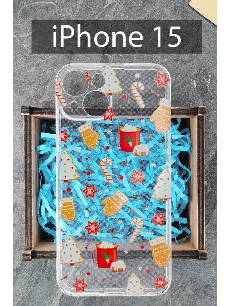 COVERGOOD Чехол на iPhone 15 с принтом новогодний