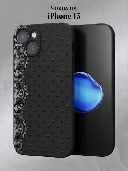 Slow Hold Чехол на iPhone 15 кружевной в горошек