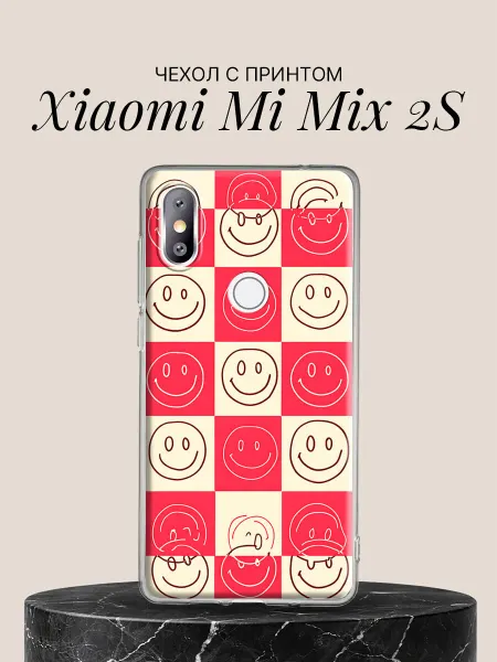 Xiaomi Чехол на Mi Mix 2S Улыбающиеся смайлики в клетку