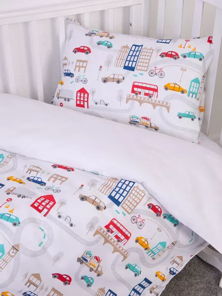 Tessolo Home Постельное белье для новорожденных "Машинки" 120х60 см Бязь
