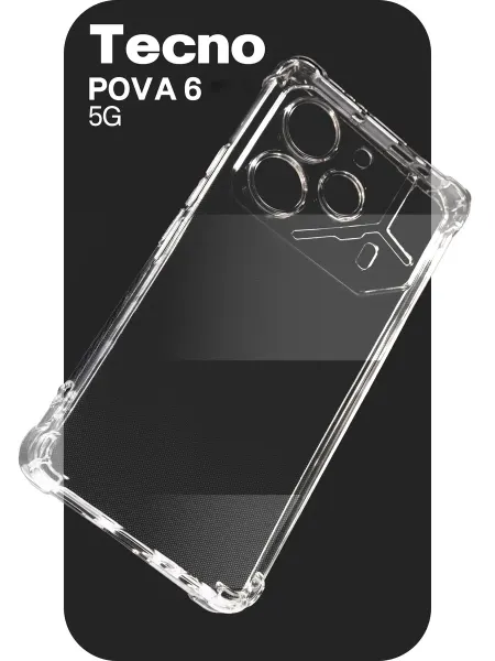 О'кейси Прозрачный чехол на Tecno Pova 6 с защитой камеры