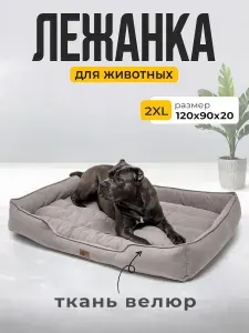 Лежанка для собак крупных пород с бортиками Mad Lion Велюр 120х90 см