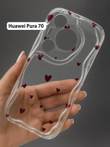 РИНОФОН Рельефный чехол с сердечками на Huawei Pura 70