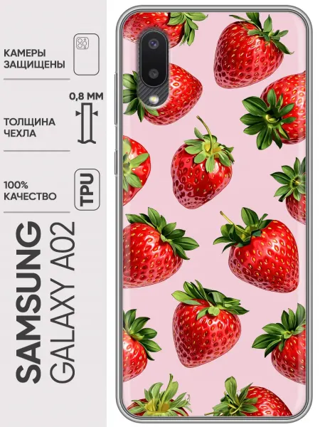 Trendmall Чехол на Samsung Galaxy A02 клубнички женский