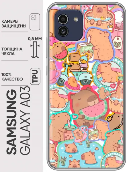 Trendmall Чехол на Samsung Galaxy A03 капибары смешные