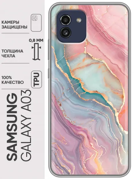 Trendmall Чехол на Samsung Galaxy A03 розовый мрамор (женский)