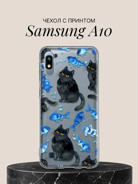 Samsung Чехол на A10 с принтом Коты и рыбки