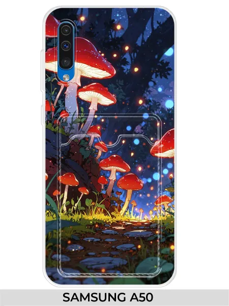 NOOTO Чехол с карманом на Samsung A50 (для Самсунг А50) Грибы