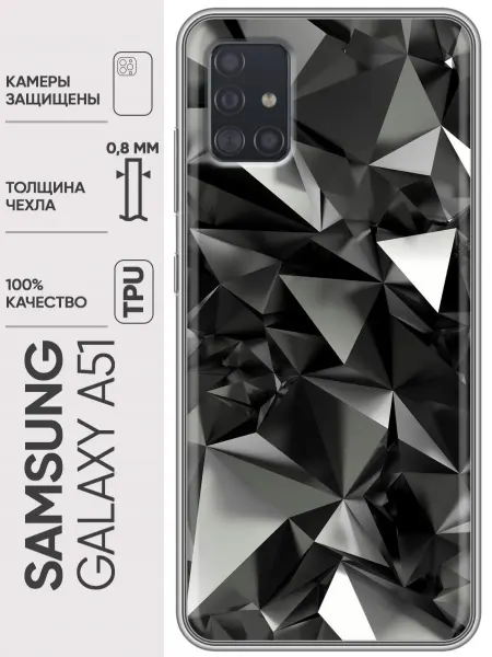 Trendmall Чехол на Samsung Galaxy A51 черные кристаллы
