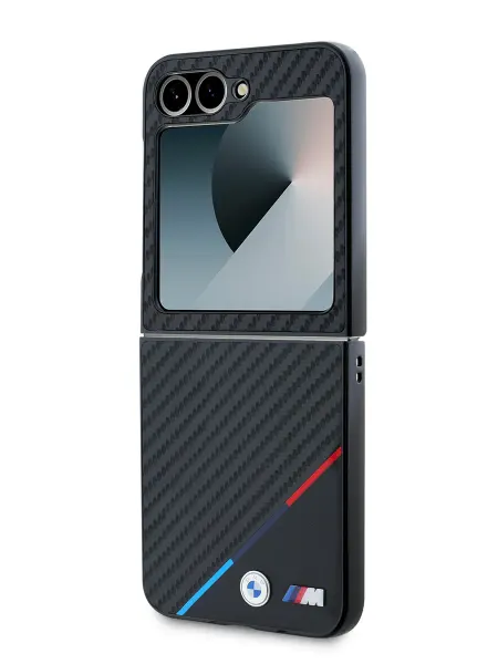 BMW Чехол для Galaxy Z Flip6 из экокожи PU Leather Carbon