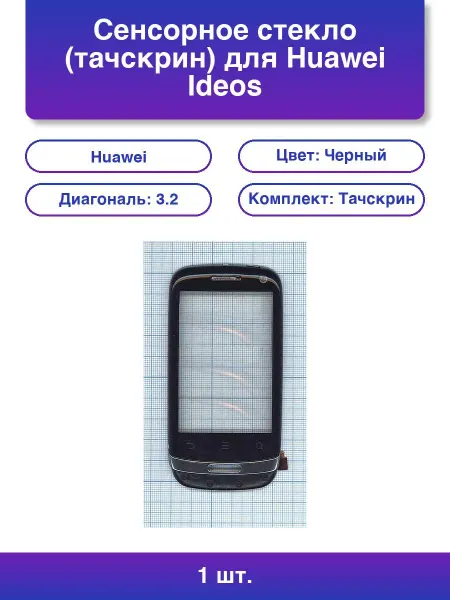NoName 2шт. Сенсорное стекло тачскрин для Huawei Ideos X3 черное c