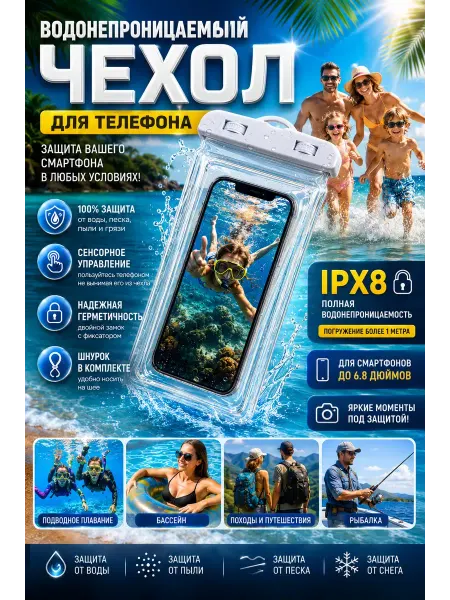 Уют и красотаА Водонепроницаемый чехол для телефона