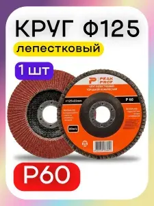 PEAK PROF Круг шлифовальный 125 x 22 x 22, 22.23, 22.2; P60