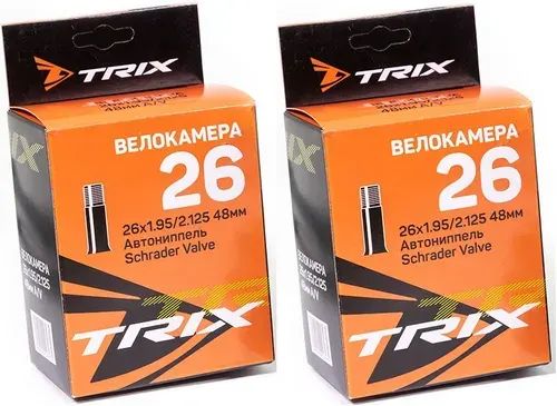 2 шт / Велокамера 26 TRIX 26х1.95 / 2.125 AV 48мм - 2 ШТ комплект камера велосипедная