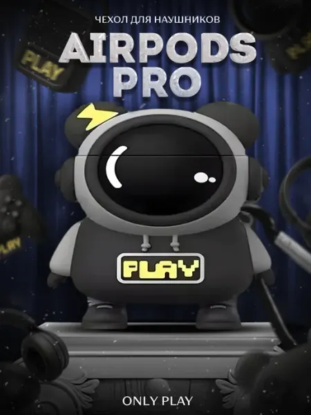 LAWE GAME ZONE Защитный чехол для AirPods 1 и 2 Pixel Music Bear