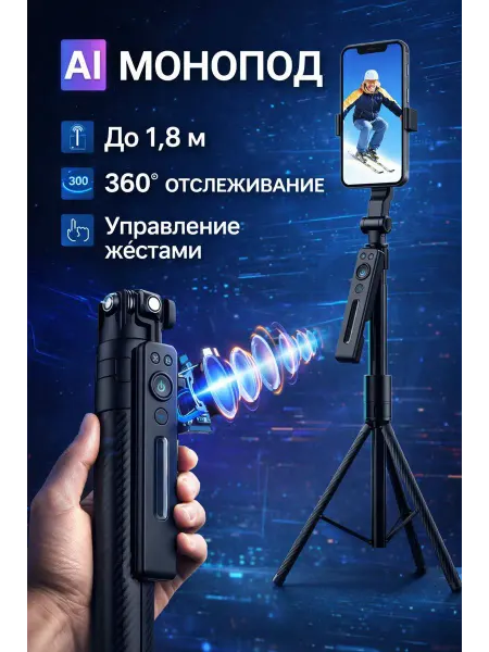 DIN&LOVE Монопод селфи-палка поворотная штатив 1,8 м весна 2026