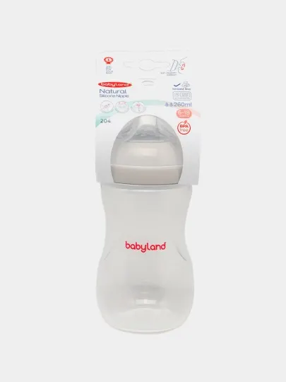 Бутылочка BabyLand из натурального силикона для кормления младенцев, 125, 260 мл