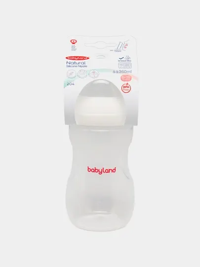 Бутылочка BabyLand, натуральный силикон, для кормления малышей, без BPA, 125, 260 мл