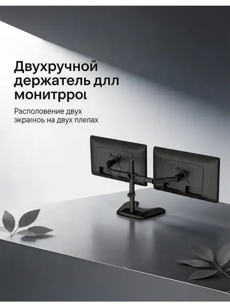 Двойной кронштейн для мониторов металл, 3.25 кг, VESA 75 100