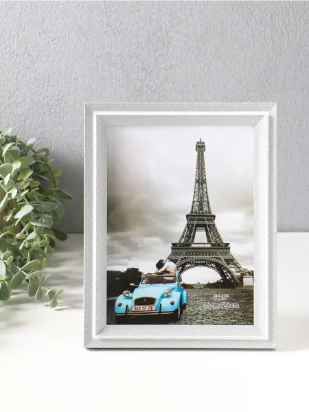 TPremium Фоторамка 15x20 см бело-серая пластиковая 23.5x18.5 см