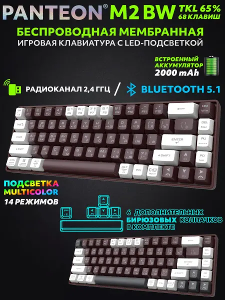 JETACCESS PANTEON M2 BW Ripe cherry-White(160) беспроводная клавиатура