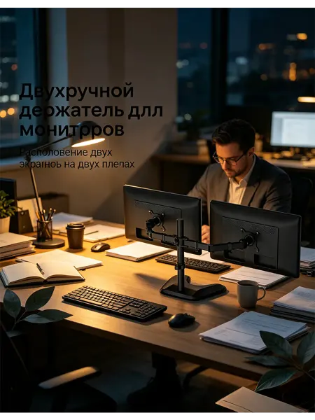 Настольное крепление для 2 мониторов до 9 кг, 3.25 кг, VESA…