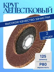 Круг лепестковый торцевой 125х22.2 мм, P80, 2 штуки