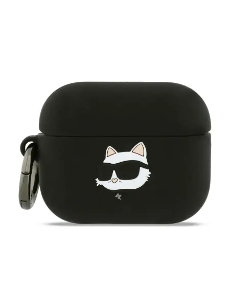 Karl Lagerfeld Чехол на Airpods Pro 3, силиконовый с карабином, Silicone