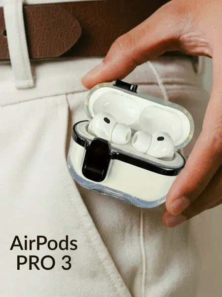 Wowcase Чехол прозрачный с застежкой и карабином для AirPods Pro 3